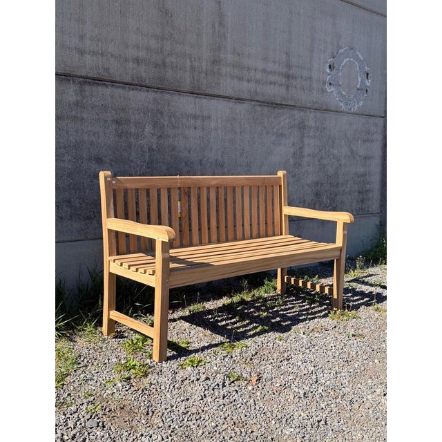 Classic Teak Garden Bench For Sale - Image 5 of 7
