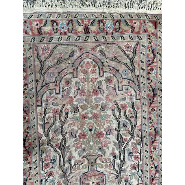 Textile Small Vintage Silk and Wool Pakistani Rug from Bobyrugs, 1980s For Sale - Image 7 of 16