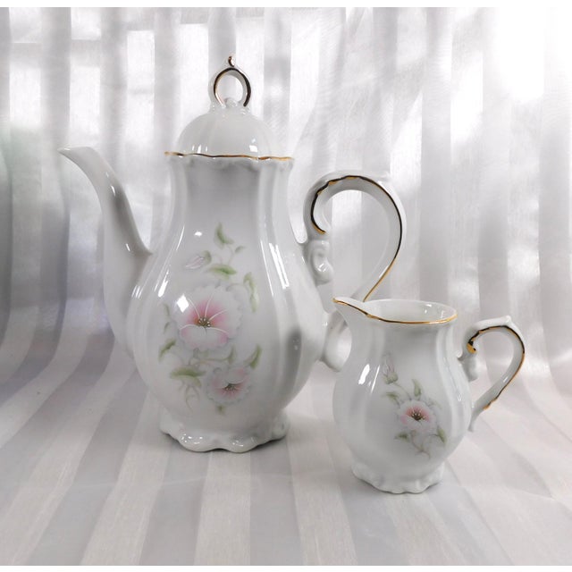Ceramic 1950s Winrose Collection Floral Coffee Pot and Creamer For Sale - Image 7 of 17