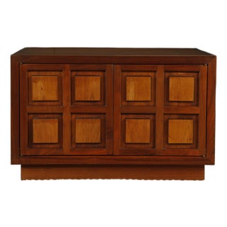 Vintage Mid-Century Brutalist Style End Table Wood Cabinet by Lane For Sale