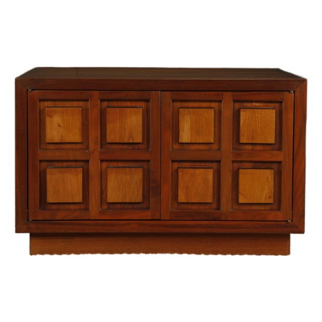 Vintage Mid-Century Brutalist Style End Table Wood Cabinet by Lane For Sale