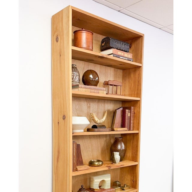 Vintage Antique Style Handmade Pine 7-Shelf Bookcase Rustic Boho For Sale - Image 9 of 10