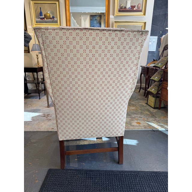 Cream 20th Century Vintage Mahogany Wingback Chair For Sale - Image 8 of 8