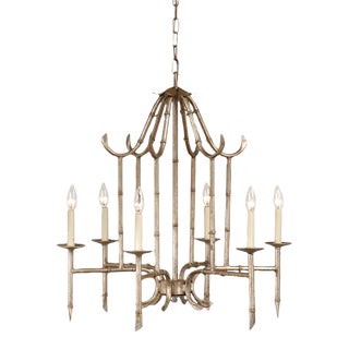 Wildwood Bamboo Chandelier - Antique Silver For Sale