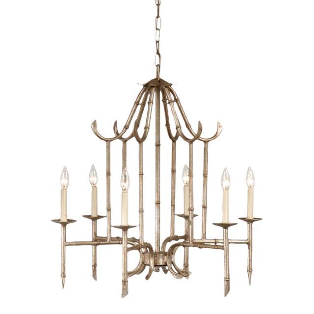 Wildwood Bamboo Chandelier - Antique Silver For Sale