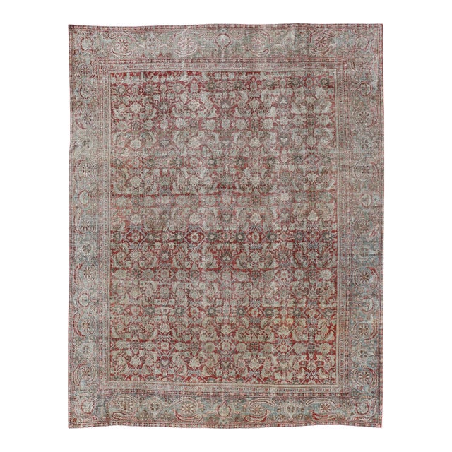 Antique Persian Sultanabad Rug With Refined Allover Pattern Soft Red 10'0 X 13'0 For Sale
