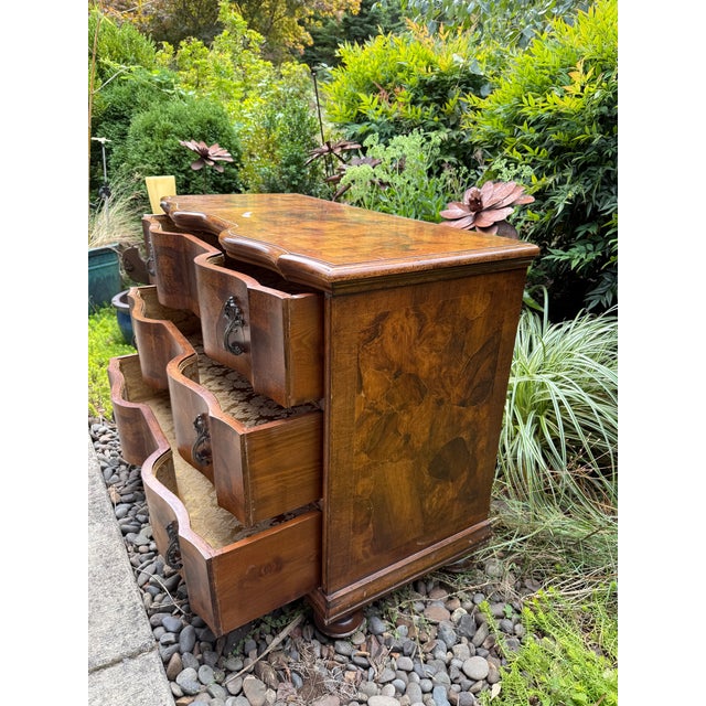 Burlwood Inlay Magnifico Rococo Italian 3 Drawer Dresser With Upholstery Lined Drawers For Sale In Portland, OR - Image 6 of 12