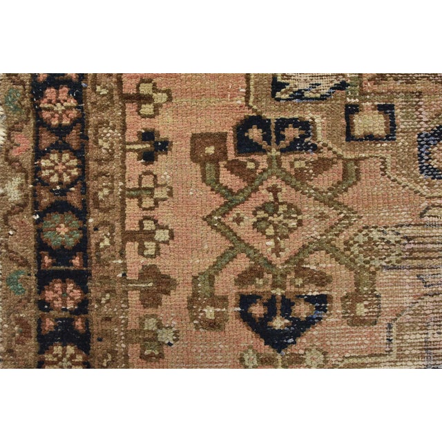 Hamedan Runner 3’5” X 9′ Pink Wool Semi-Antique Tribal Hand-Knotted Rug For Sale - Image 11 of 15