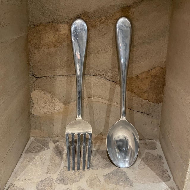 1970s Curtis C Jere Giant Fork & Spoon Pop Art Wall Sculptures - a Pair For Sale - Image 12 of 12
