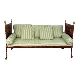 19th Century Painted Metal Tole French Campaign Daybed For Sale