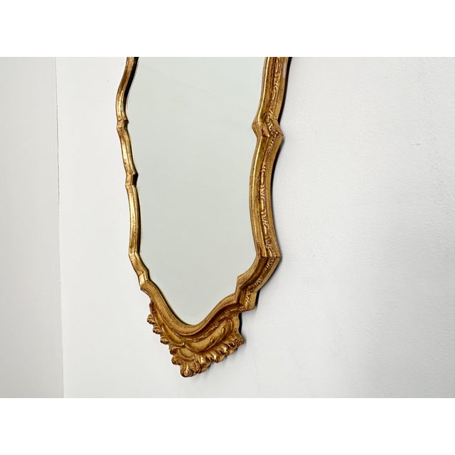 Gold Rococo Style Ornate Gilt Wall Mirror with Beveled Glass, 1930s For Sale - Image 8 of 12