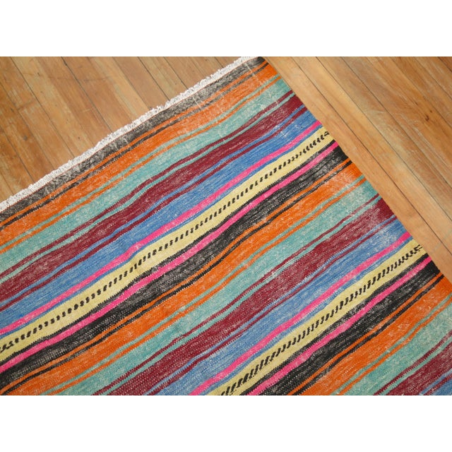 Vintage Zabihi Collection Striped Turkish Kilim - 5'6" x 8'2" For Sale In New York - Image 6 of 8