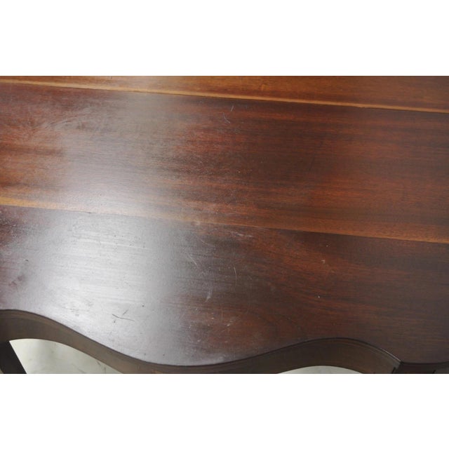Antique Sheraton Federal Mahogany Urn Inlay Flip Serpentine Console Game Table For Sale - Image 12 of 18