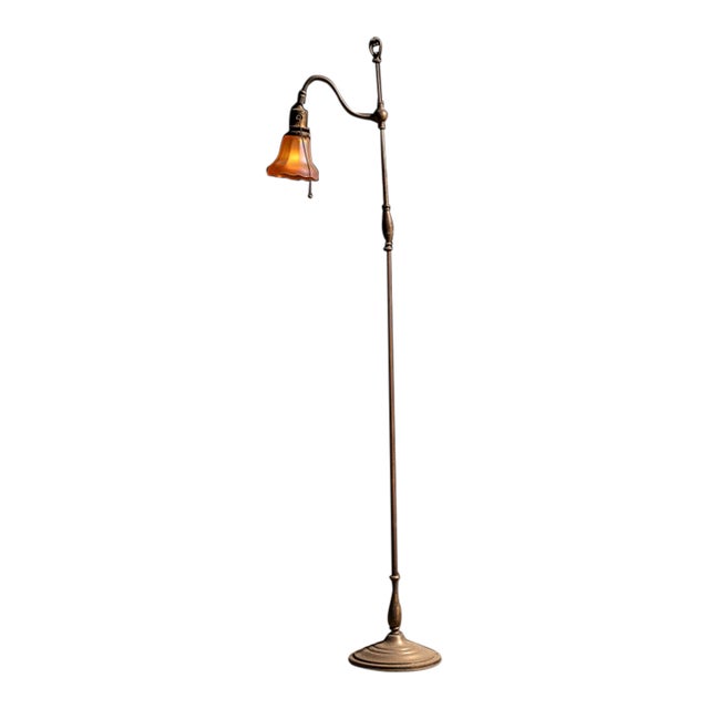 Adjustable Height Bridge Arm Lamp W Carnival Shade For Sale