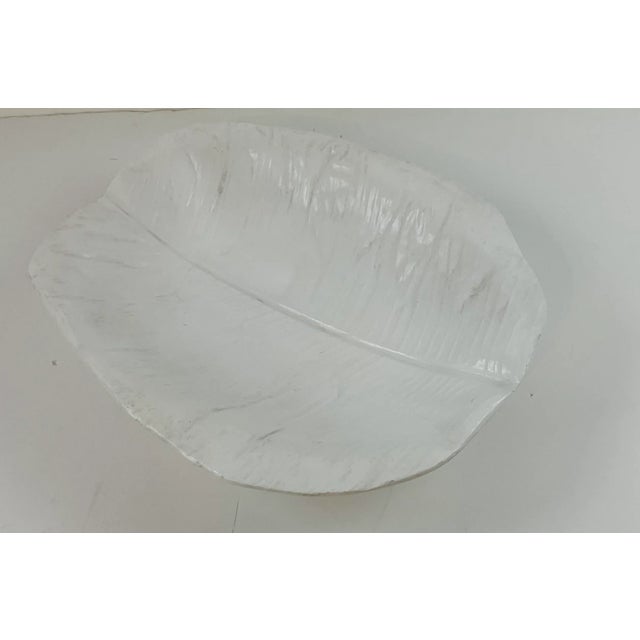 Original retail $390, stylish Made Goods Large White Concrete Leaf Obert Bowl, showroom floor sample