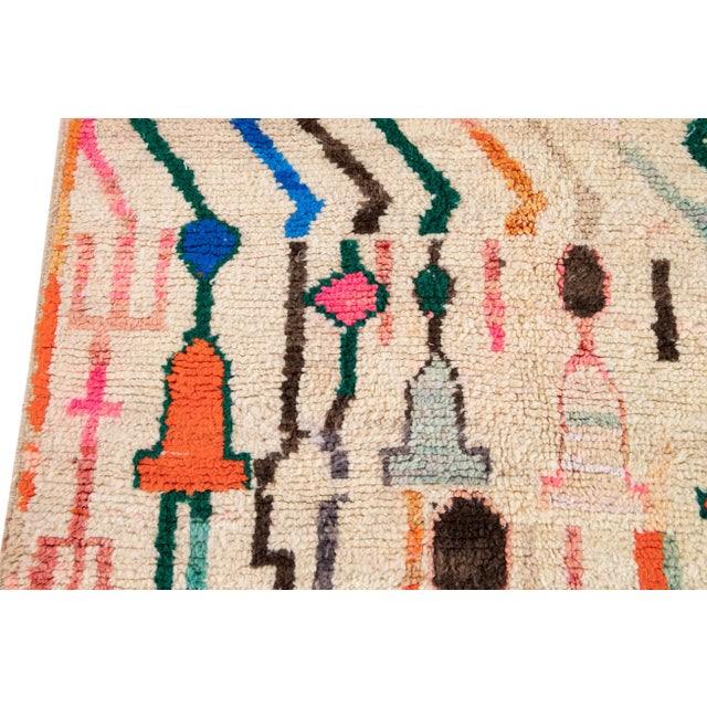 Vintage Multicolor Azilal Moroccan Wool Rug For Sale - Image 9 of 11