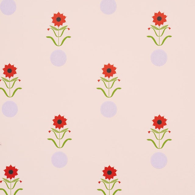 SAMPLE - Schumacher x Peg Norriss Forget Me Dots Wallpaper In Pink For Sale