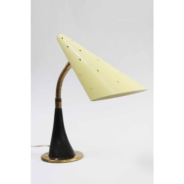 1950s Small Vintage Italian Table Lamp in Perforated Metal from Stilnovo, 1950s For Sale - Image 5 of 12