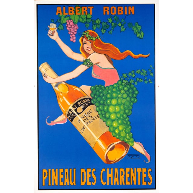 Susan Stewart – Pineau des Charentes Original Poster, 1999 – Offset Lithograph, Hand-Signed, Linen-Backed Original...