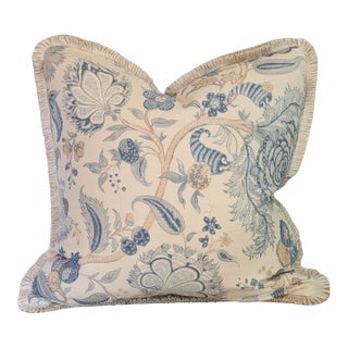 Colefax & Fowler Colmar Blue Pillow With Loop Fringe- Single For Sale