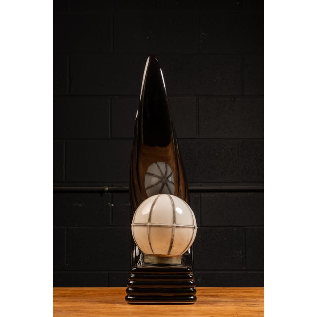 Art Deco C. 1980s Porcelain Art Deco Revival Lamp For Sale - Image 3 of 6