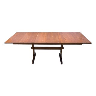 1980's Hitchcock Furniture Oak Trestle Table For Sale