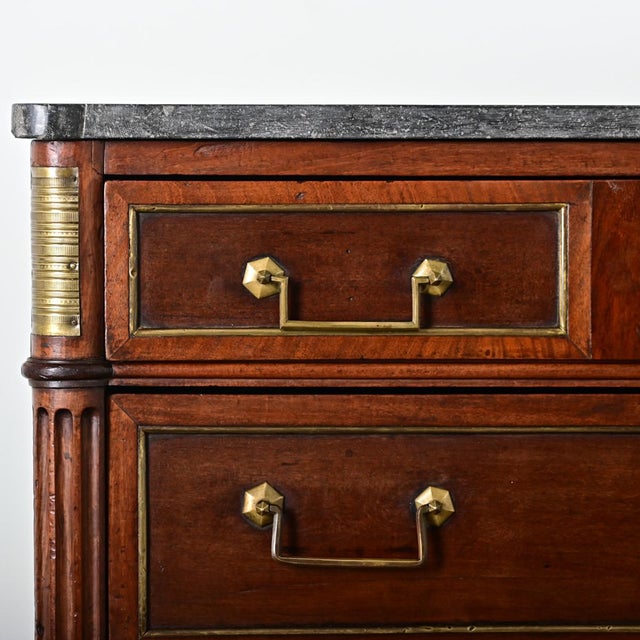 Late 19th Century French 19th Century Louis XVI Style Walnut & Marble Commode For Sale - Image 5 of 12