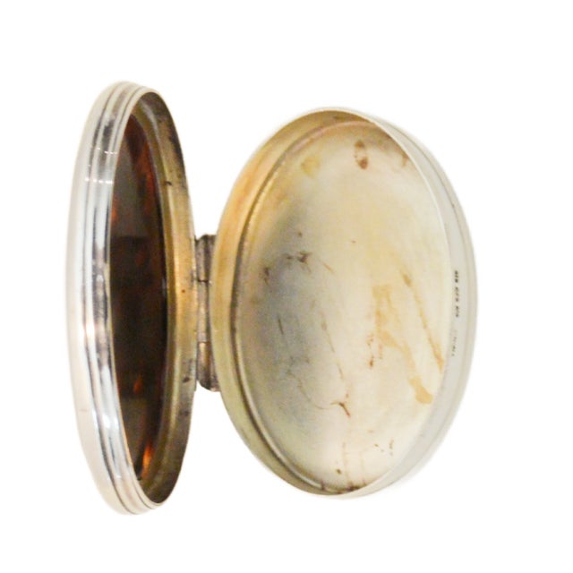 Antique Edwardian Sterling Silver & Faux Tortoiseshell "Dancing Hares" Trinket Box For Sale - Image 4 of 6