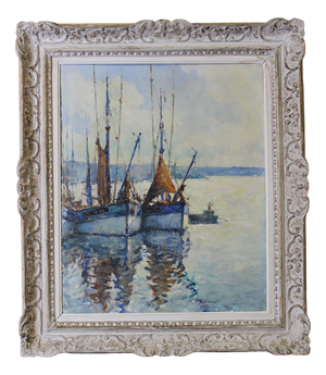 Jean Darignan, Fishing Boat, 1950s, Oil on Canvas, Framed