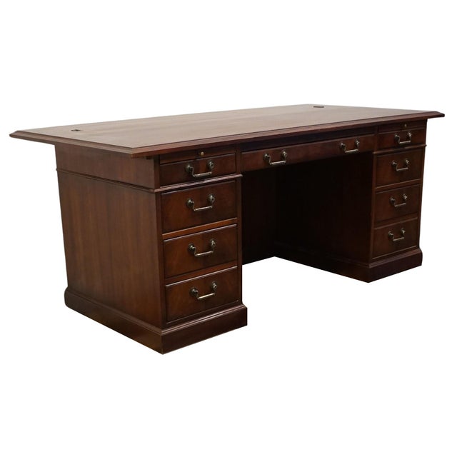 KIMBALL FURNITURE Solid Cherry Traditional Style 72" Executive Office Desk 30.75" High 72" Wide 36" Deep Knee Area: 24.75"...