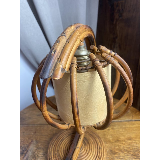 1960s Rattan and Bamboo Table Lamp by Louis Sognot, 1960s For Sale - Image 5 of 14