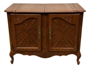 Vintage Broyhill French Country Style Walnut Flip Top Server / Storage Cabinet