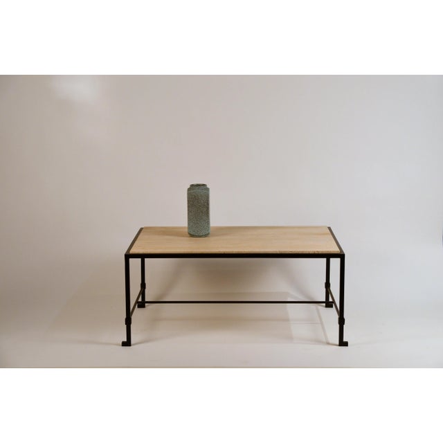 Not Yet Made - Made To Order Chic 'Diagramme' Wrought Iron and Travertine Coffee Table For Sale - Image 5 of 9