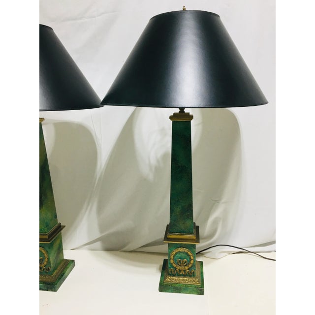 1970s Empire Style Faux Marble Lamps - a Pair For Sale In Boston - Image 6 of 7