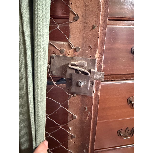 Baroque 17th Century Bolognese Walnut Bookcase With Original Wire, Fabric Panels, Hidden Compartments & Working Locks For Sale - Image 3 of 14