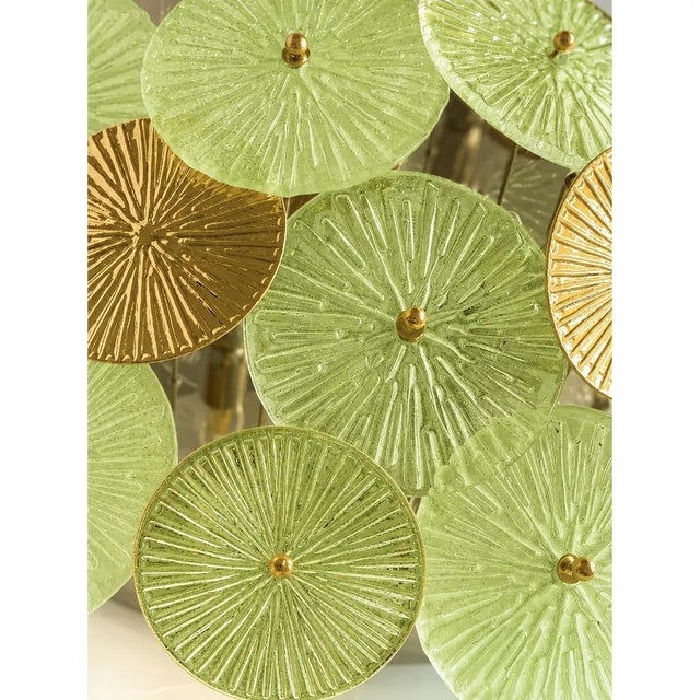 Contemporary Green Water-Lily Brass and Murano Glass Sputnik Flush Mount by Simoeng for Simoeng For Sale - Image 3 of 7