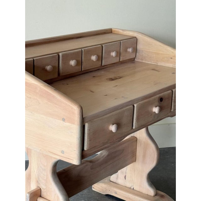 White 1970s Pickled Pine Mortise & Tenon Desk For Sale - Image 8 of 8