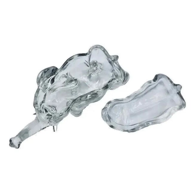 Vintage 1930s Co-Operative Flint Glass Co. Clear Elephant Figural Covered Box For Sale - Image 9 of 9