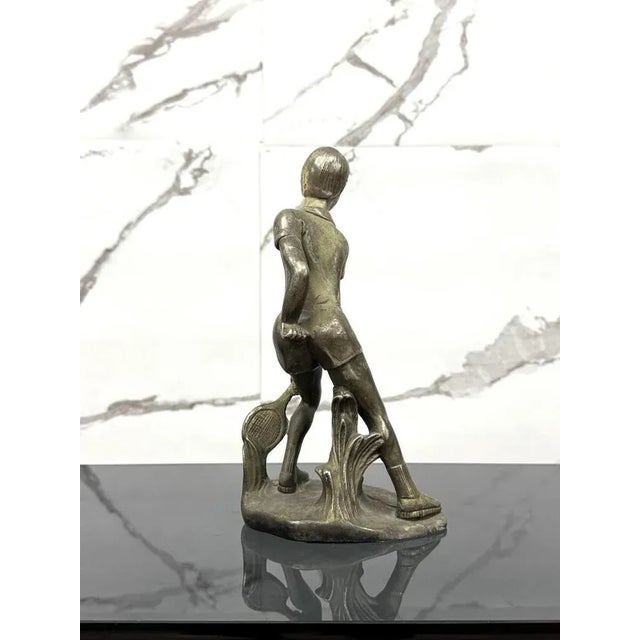 1950s Art Deco Young Tennis Player in Bronze, 1950s For Sale - Image 5 of 7