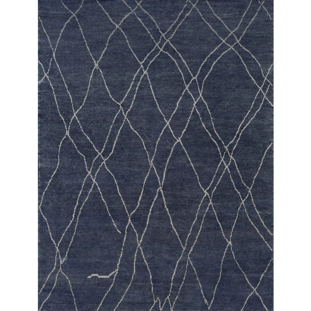 Handwoven Moroccan Inspired Wool Rug For Sale