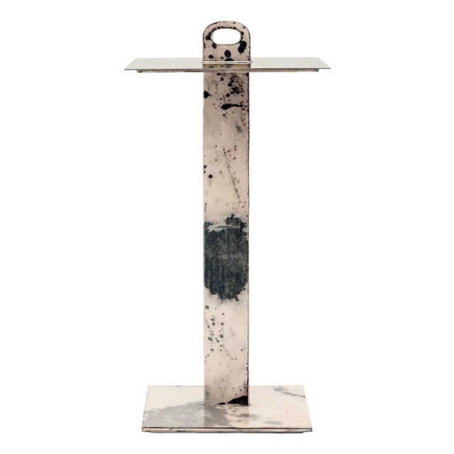 Parchment T Table (grey Parchment & Stainless) For Sale