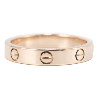Cartier 18k Rose Gold Small Love Wedding Band Ring, Size 6.75 For Sale