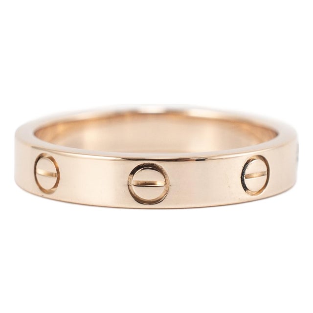 Cartier 18k Rose Gold Small Love Wedding Band Ring, Size 6.75 For Sale