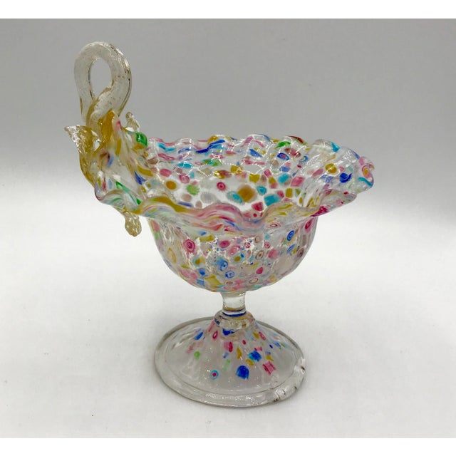 Alabaster Late 19th Century Antique Murano Attributed Footed Compote Bowl With Millefiori For Sale - Image 8 of 11