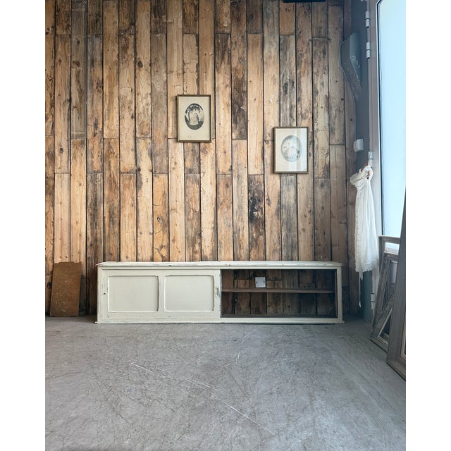Vintage Patinated Cabinet with Sliding Doors, 1940s For Sale - Image 14 of 18
