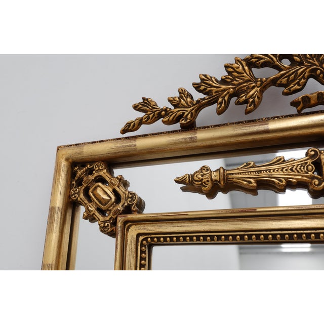 Louis XVI Style Gilt Mirror with Laurel Wreath Crest, Belgium, 1950s For Sale - Image 9 of 12