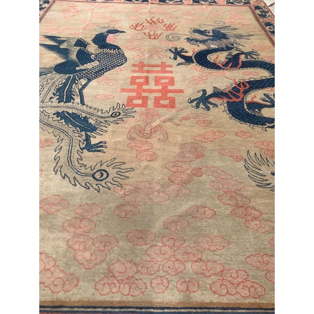 Antique Chinese Dragon and Phoenix Wedding Rug With Double Happiness Symbol 9'2" X 11'8" For Sale - Image 14 of 18