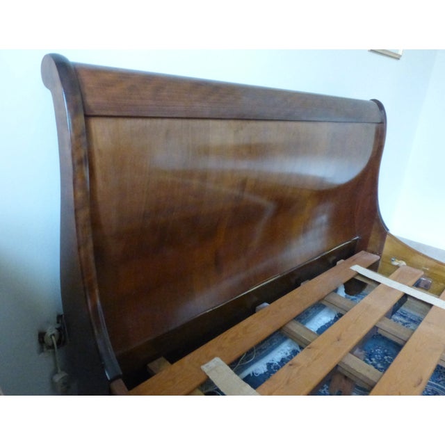 French 1980s Queen Sleigh Bed, Louis-Philippe Style Made in France by Grange For Sale - Image 3 of 8
