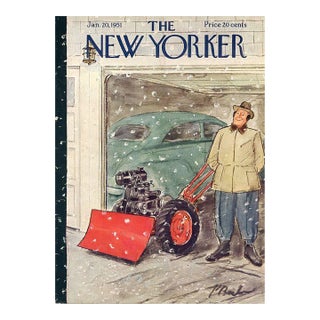 1951 Vintage New Yorker Cover, January 20, Original Perry Barlow Illustration, Winter, Snow For Sale