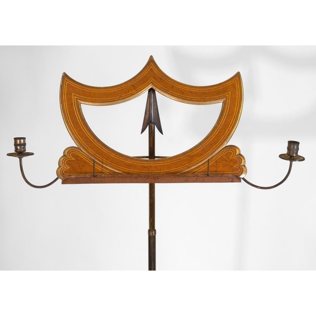 Regency Birds Eye Maple, Parcel Gilt and Gilt Brass Adjustable Music Stand attributed to Sebastien Erard, 1810s For Sale - Image 18 of 18